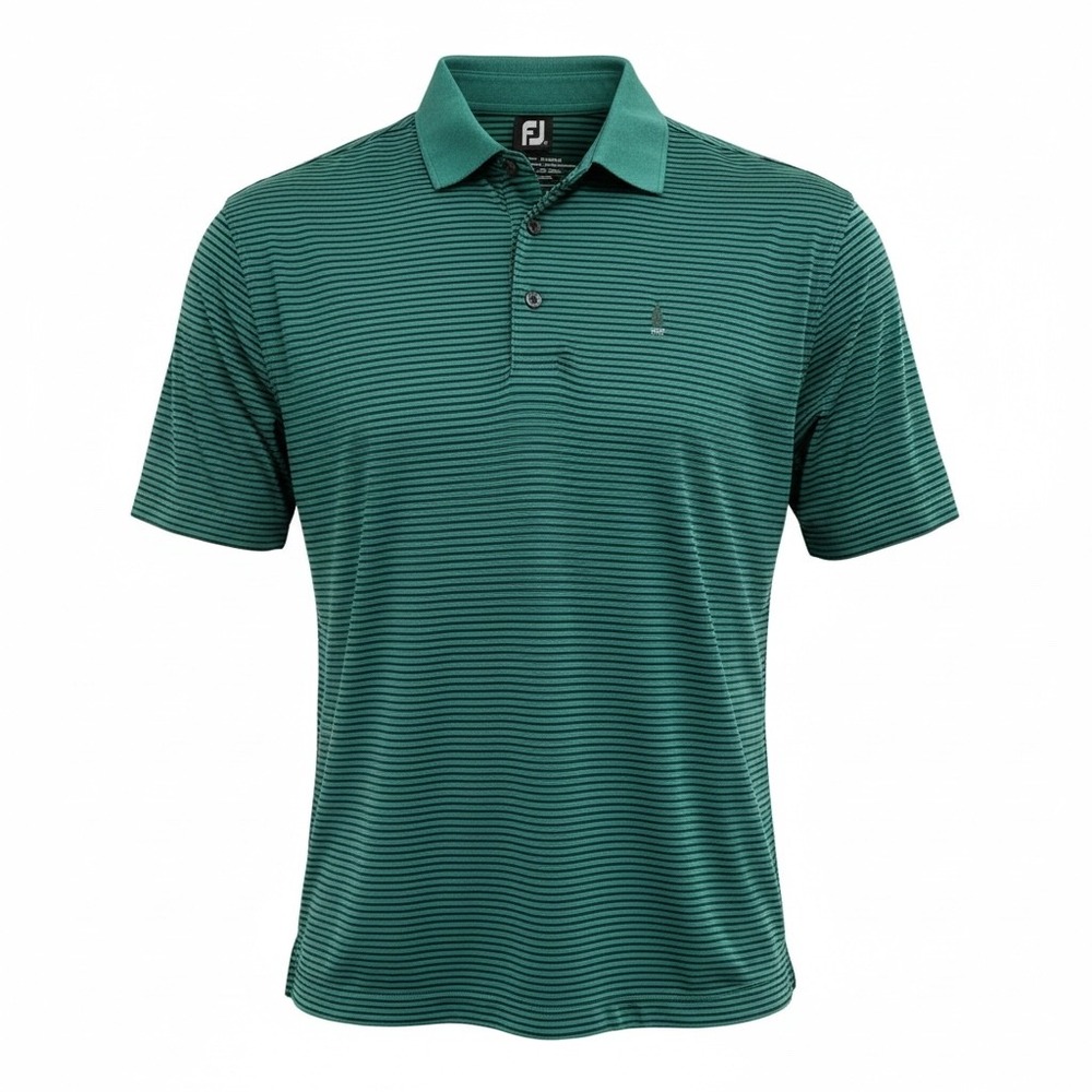 FootJoy‎ / Glen Arbor CC Logo Mens Golf Polo Shirt Large Green Navy Stripe (B21)